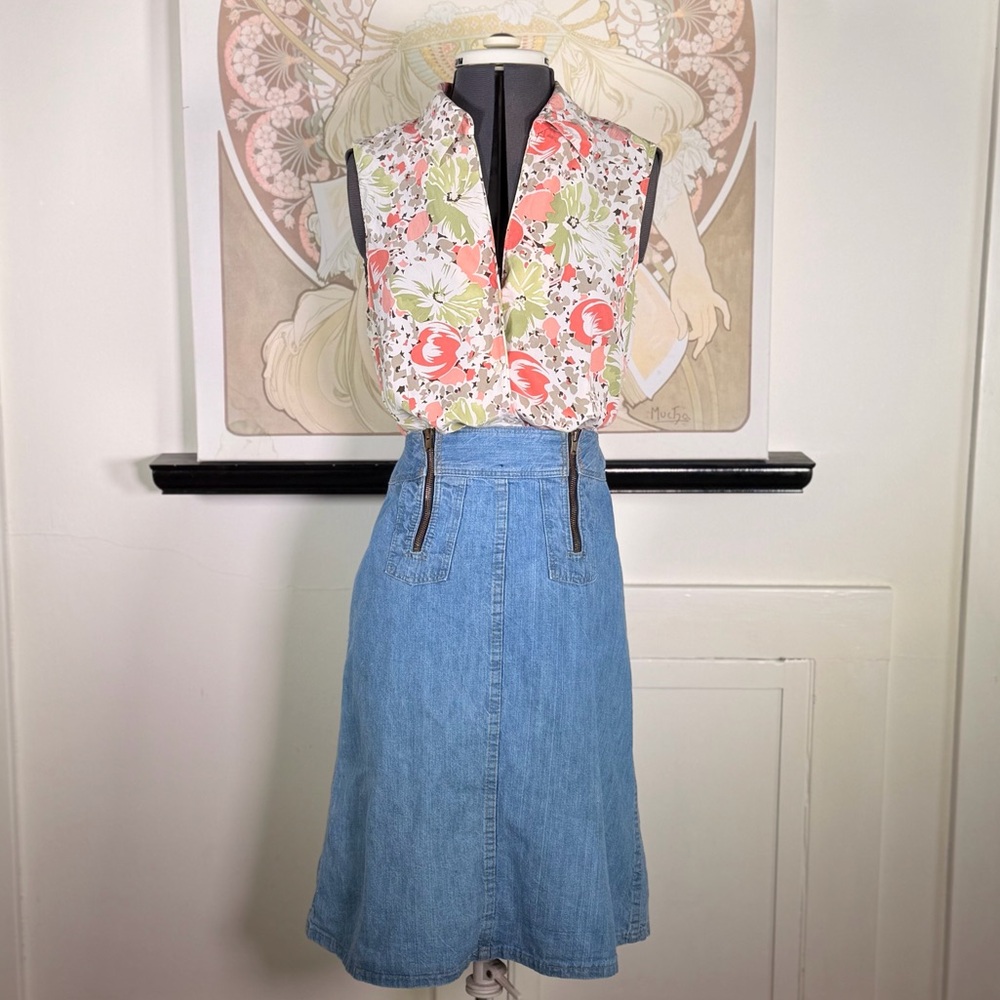 Jones New York Womans Button Up Top Pink Spring Floral‎ Silk Sleeveless V Neck